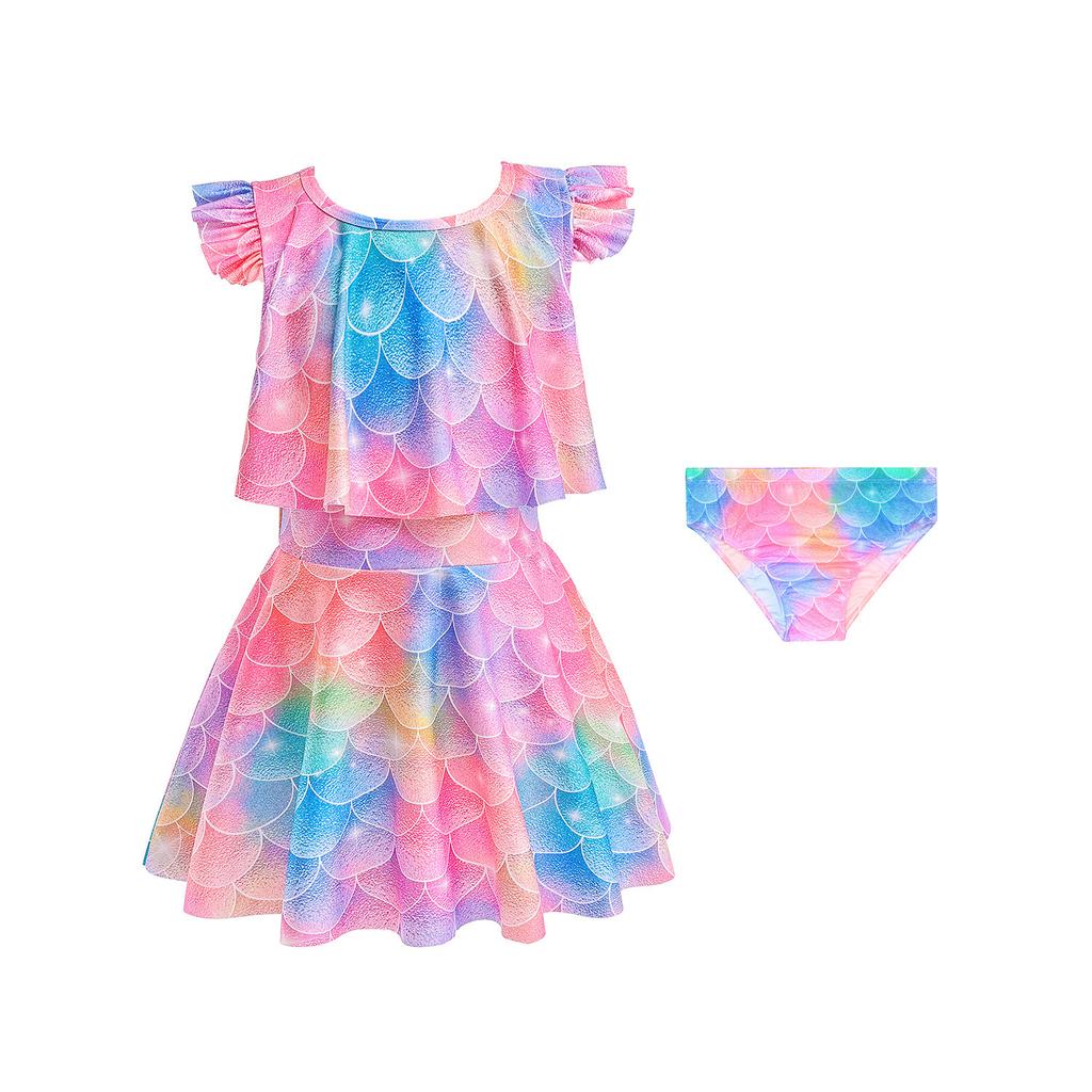 Maillot de bain une pièce jupe sirène d'été pour enfants européen et américain, robe, maillot de bain protection solaire pour fille, vêtements de plage