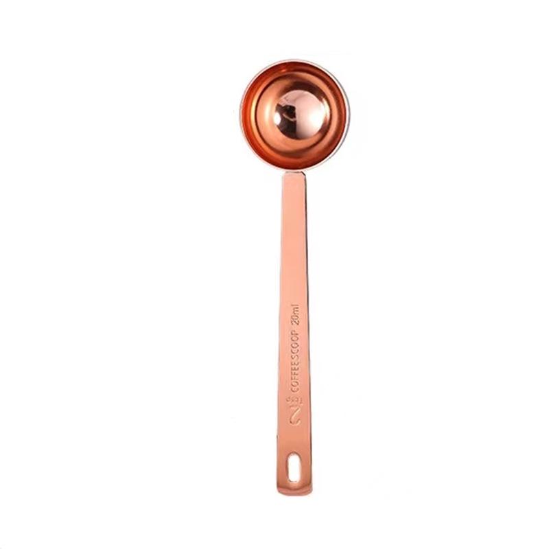 Rose Gold Stainless Steel Measuring Spoons Set: 5ml, 10ml, 20ml for Coffee, Milk, Cocktail, Fruit Powder.