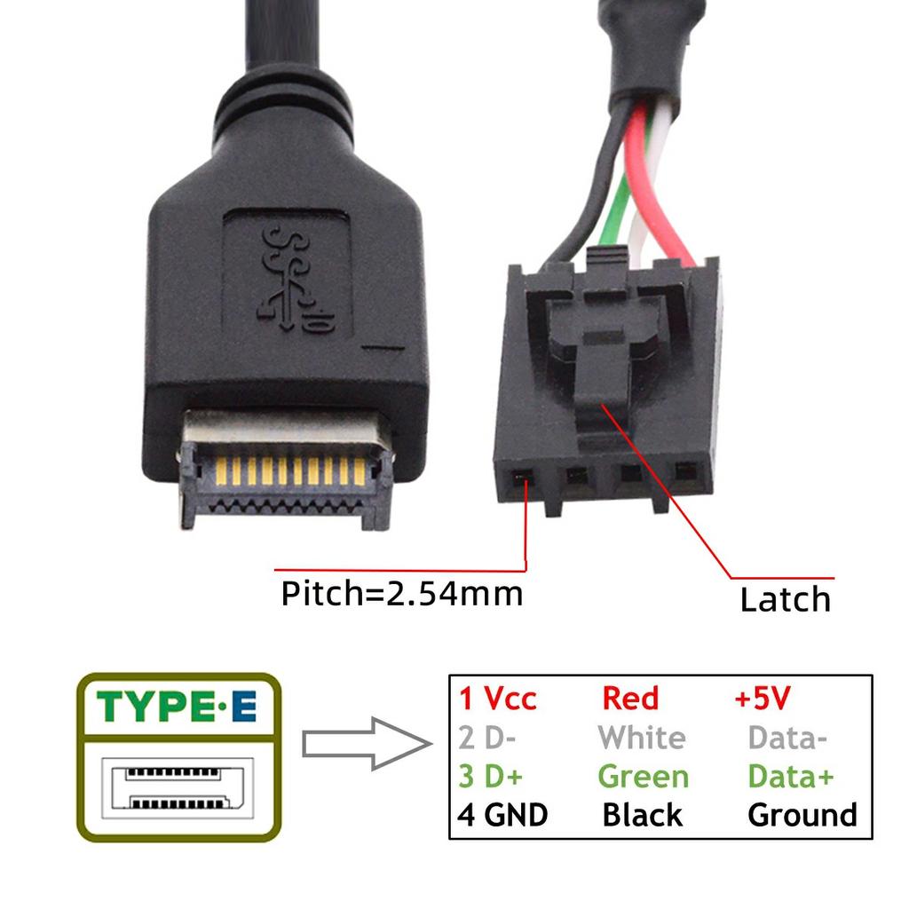 UC-175 30cm USB 3.1 Front Panel Header Male Type E to USB 2.0 Motherboard 4 Pin IDC Housing with Latch Cable