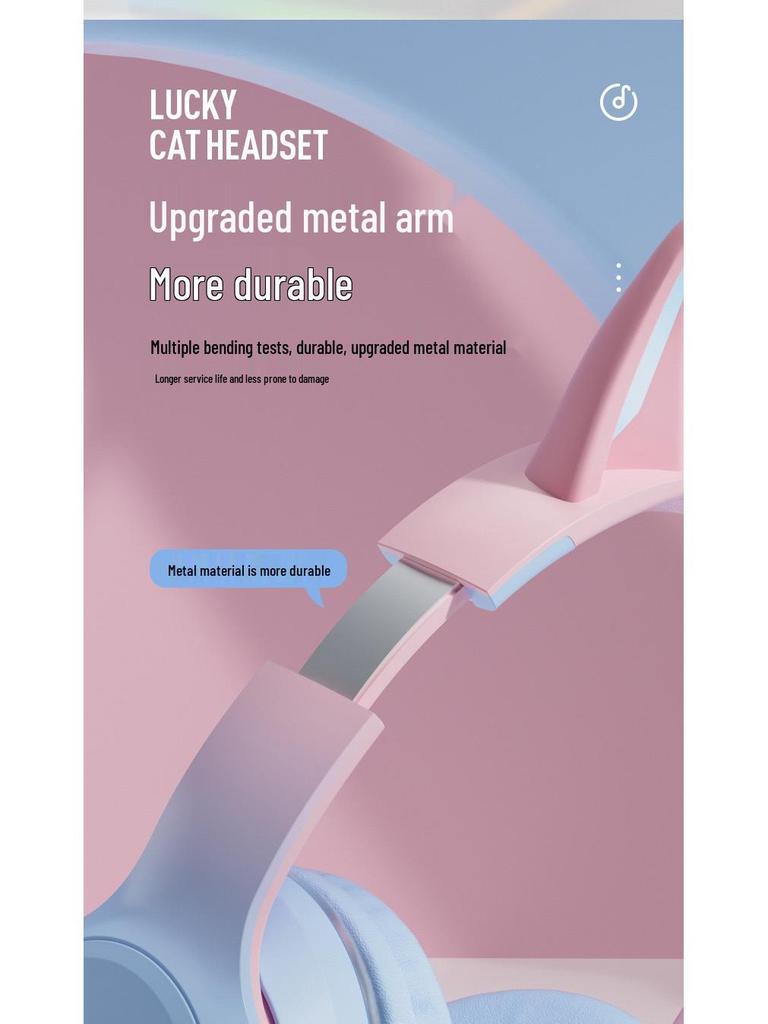 Farbverlauf Katzenohren Bluetooth Over-Ear Kabellose Gaming-Kopfhörer