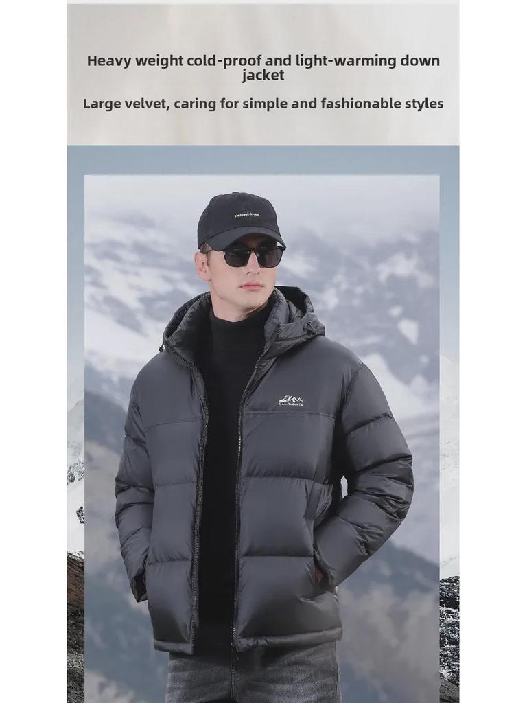 Kurze Daunenjacke für Herren im Winter – 90 % Daunen, dick und warm
