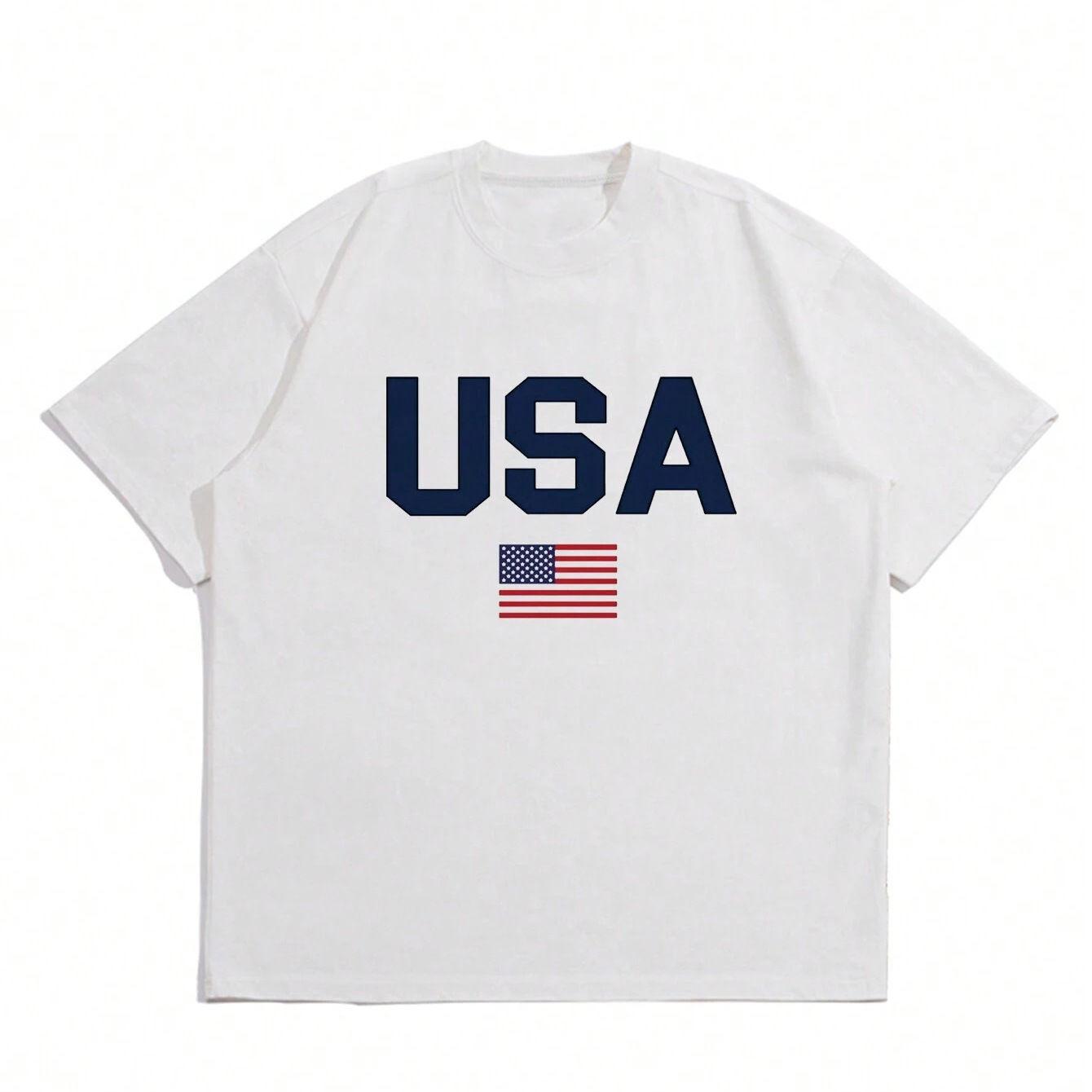 

European and American Retro Couple Casual T-shirts with Letter Prints American Personality Round Neck Casual Loose Short-sleeved 4XL