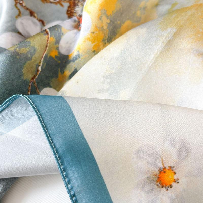 Spring and Autumn New 100 Mulberry Silk Long Scarf Women's Elegant Atmospheric Silk Shawl Versatile High-end Silk Scarf