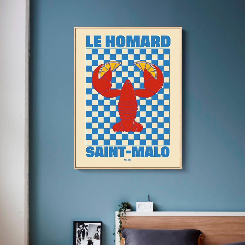 Pyszne Jedzenie Nigirizushi Krewetka Sardynka Plakat Obraz na Płótnie Zwierzę Morskie Skandynawska Sztuka Ścienna Do Kuchni Pokoju Dekoracja Domu