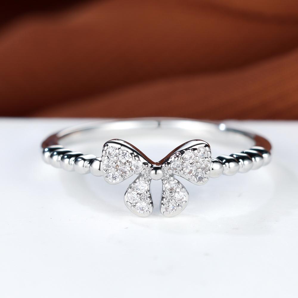 

Модное простое кольцо с жареным тестом и бантом, изысканное женское обручальное кольцо, ювелирные изделия 9 серебряный