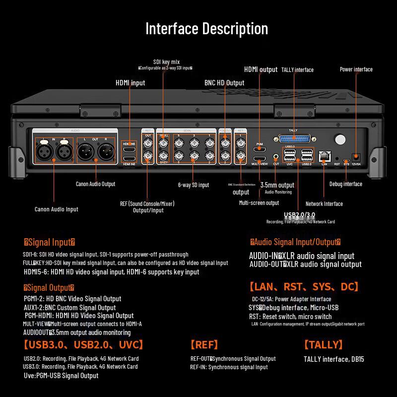 Jiashiying R10PRO 8-Channel SDI HD Live Streaming Switcher