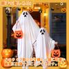 Buoniganuo Halloween Cosplay Kids Ghost Cape Costume Tattoo and Pumpkin Tote and Vampire Costumes for School Club and Family Adults and Girls and Size