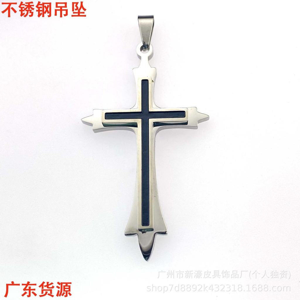 Hip Hop Vintage Double Pendant Street Necklace Sweater Chain Personalized Titanium Steel Jewelry