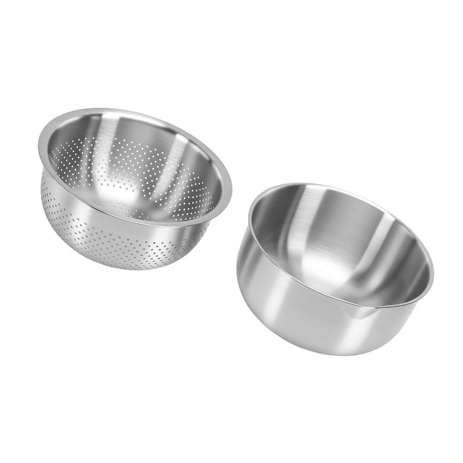 Stainless Steel Draining Basin Large Capacity Microporous Colander for Outdoor Camping Salad Washing Rice Fruit Strainer
