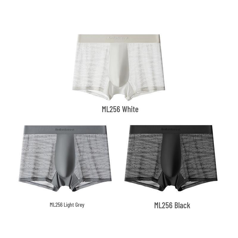 Hollow Lace Ice Silk 10A Antibacterial Men's Breathable Ultra-Thin Sexy Boxer Briefs