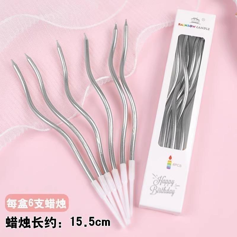 Cake Decoration Plugins, Ornaments, Vintage Curved Candles, Birthday Parties, Baking, Five Colors, Electroplating, Curved Candles