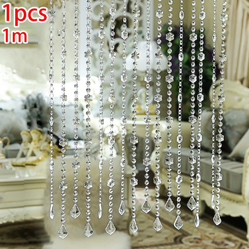 Soft Steel Wire Glass Bead Door Valance Hanging Curtain for Room Decor