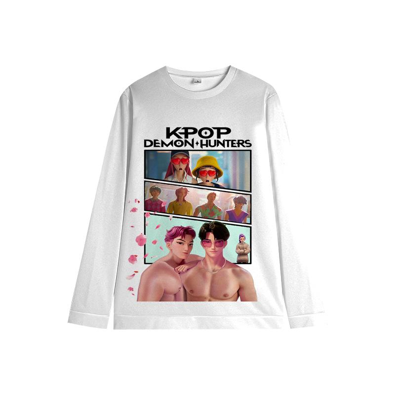 KPop Lovci démonů Dlouhý rukáv Huntrix Dívka Saja Chlapci Děti Dětská Mikina s kulatým výstřihem Zoey Rumi Mira Univerzální Dětské oblečení