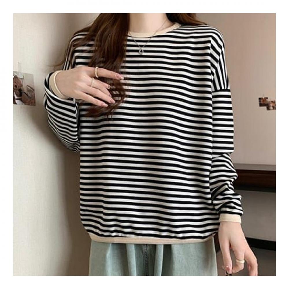 Navava Casual STripe Round Neck Long Sleeve T shirT nT1970