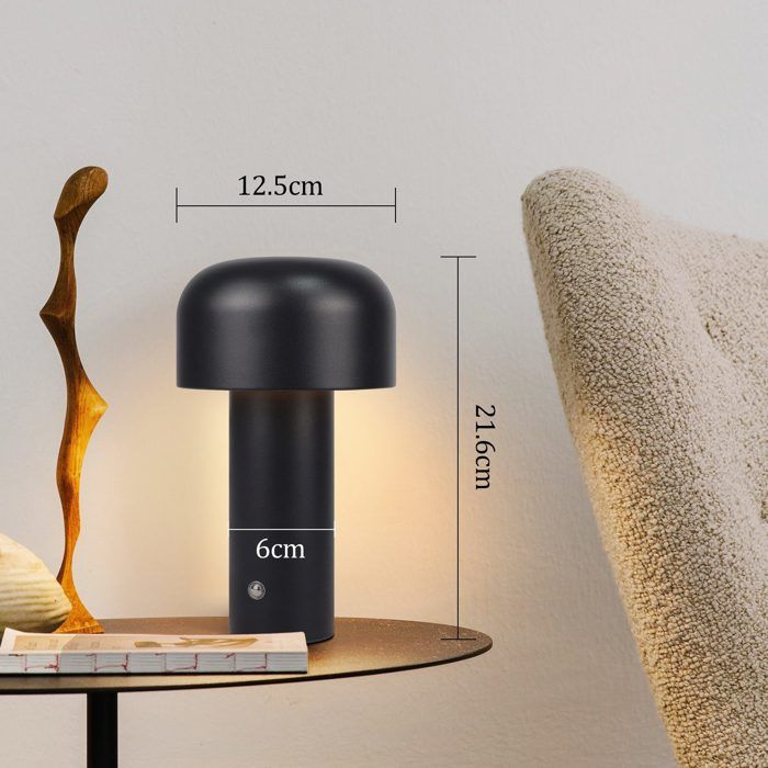 Lampe de chevet - NETTLIFE - Lampe champignon - 2 W - rechargeable sans fil - intensité variable