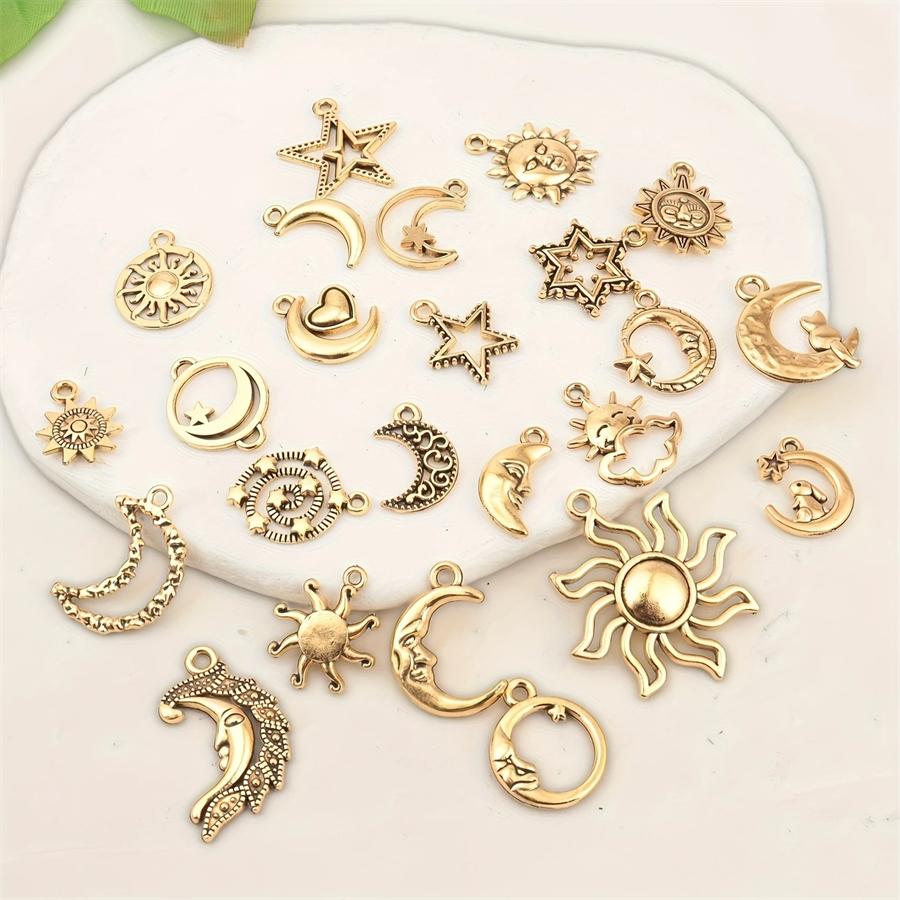 18/48Pcs/Lot Zinc Alloy Antique Silvery Star Moon Pendant Personality DIY Earrings Pendant for Hand Chain Necklace Mardi Gras Day Ramadan