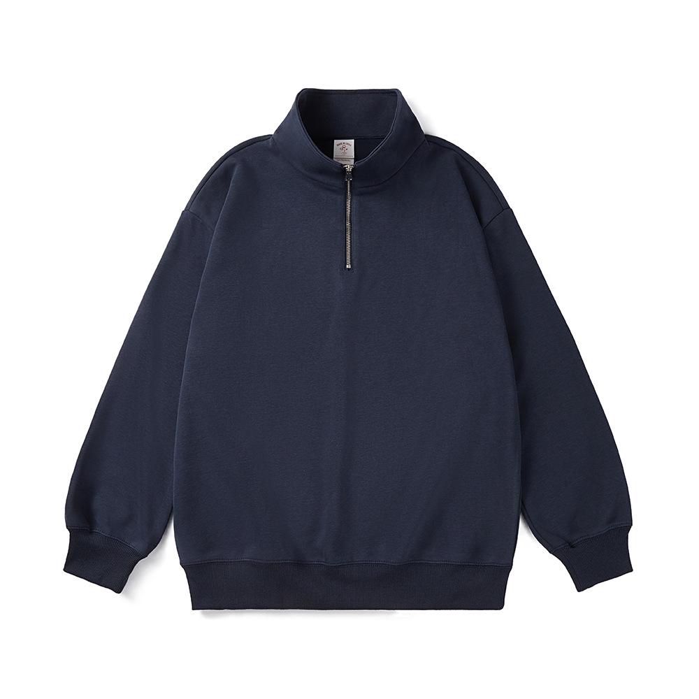 Autumn/Winter 2025 LB300 Trendy Loose-Fit Milk Silk Stand Collar Half-Zip Hoodie