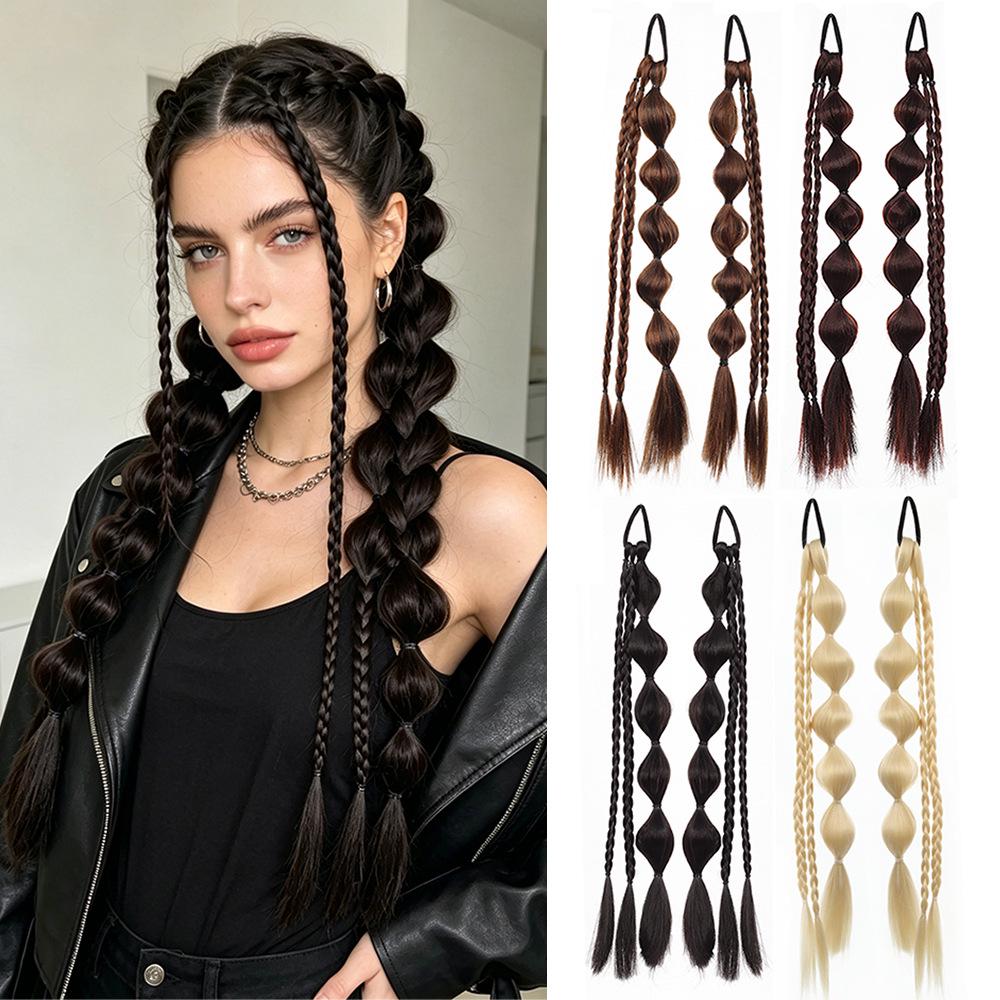 Tibetan Style Braided Ponytail - Bubble & Boxing Braid Hair Accessories