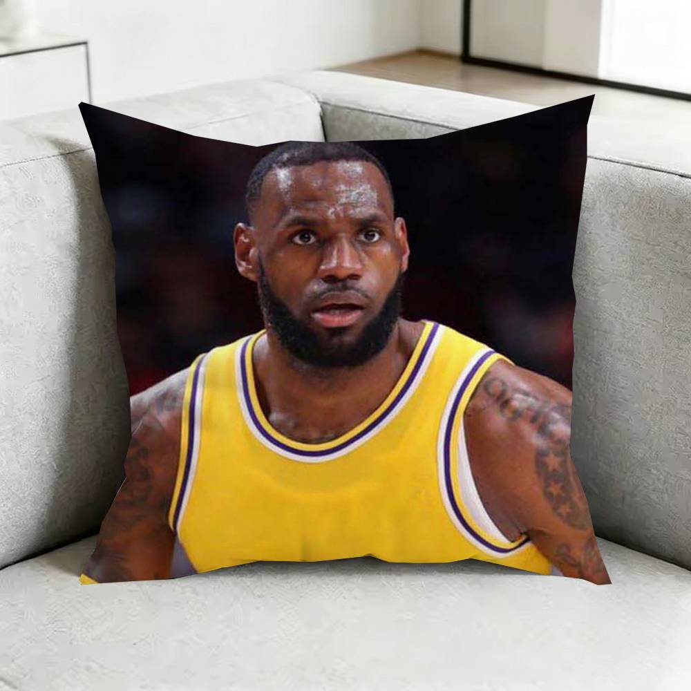 LeBron JJames כרית כדורסל מרובעת כיסוי כרית דו-צדדי לספה כיסוי כרית לחדר שינה ליד המיטה מתנה