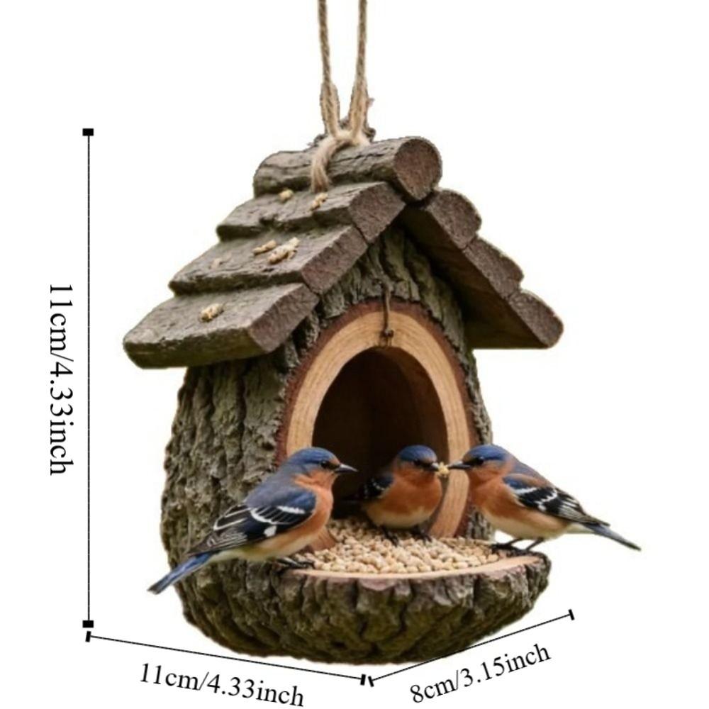 Bird Care Station Resin Hummingbird Feeder Lifelike Weather-Resistant Wildlife Habitat Decorative Natural Look Nesting Box Patio