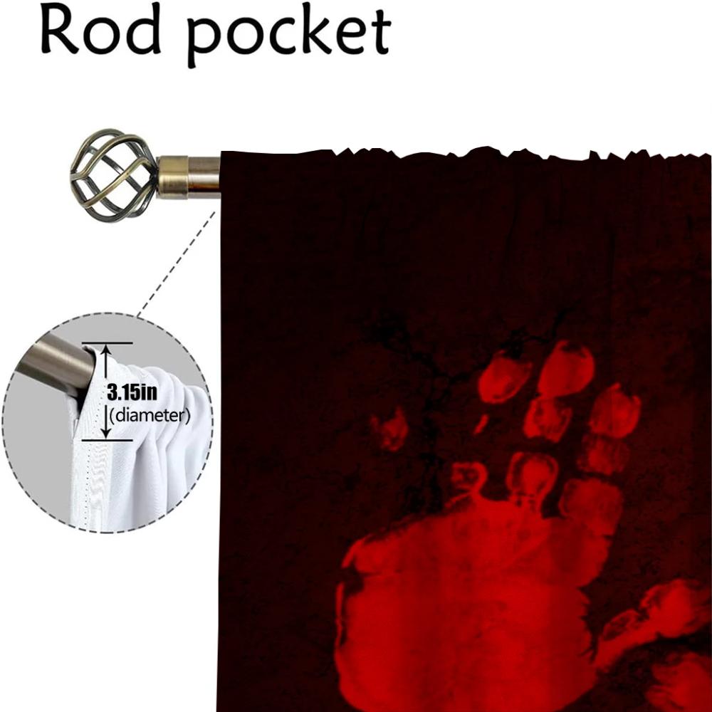 Bloody Blackout Curtains for Living Room Curtain Shades Anti-mosquito Curtains 2 Pieces Partition Halloween Decoration Kitchen