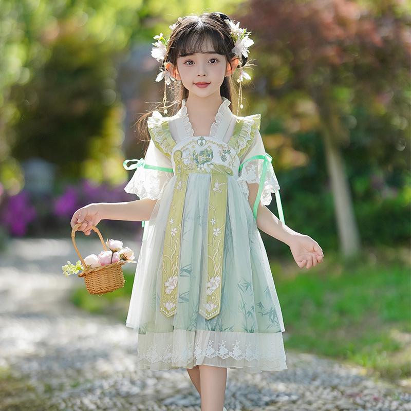 Spring 2025 Girls' Hanfu Dress - Fairy Tang Suit, Children's National Style, Chinese Spring Collection