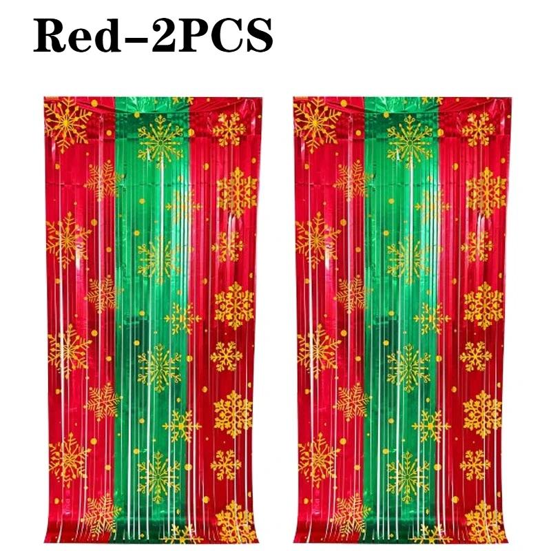 1-10PC Snowflake Tinsel Curtain Christmas Eve Party Decoration Metallic Foil FringeBackdrop for BirthdayWeddingPhotography Props