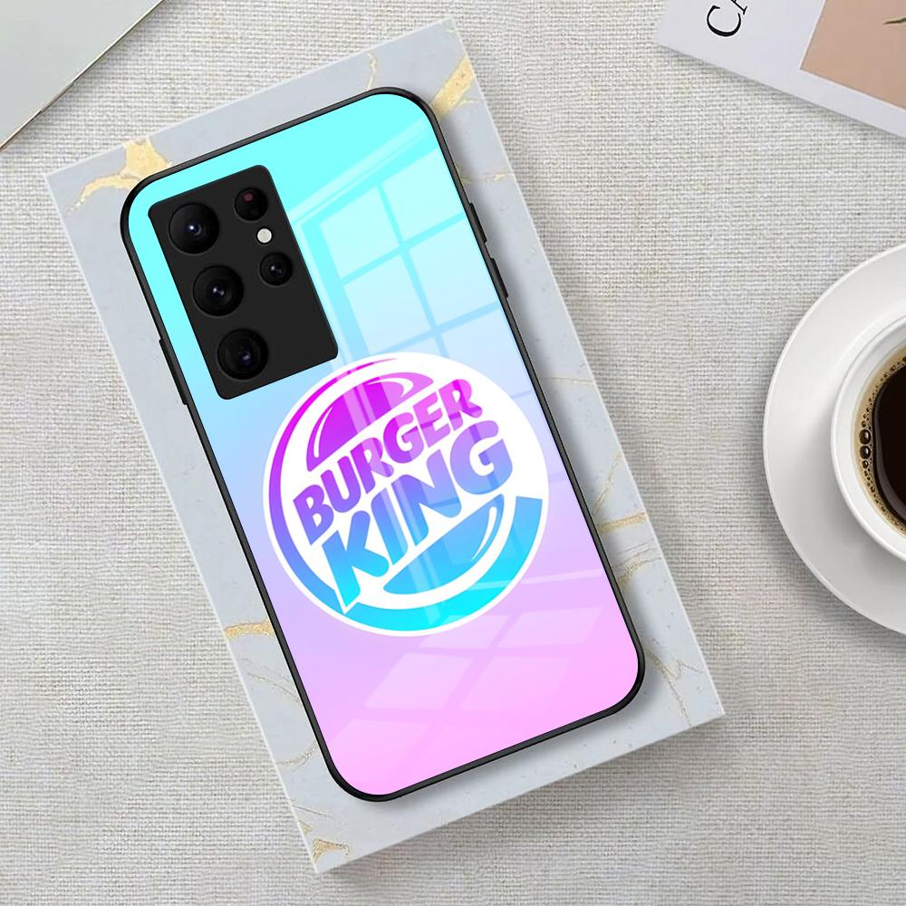 Brand Burger King Phone Case For Samsung S26 S25 Edge Ultra 23 22 21 20 Ultra Plus S24 Fe Glass Cover