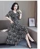 Summer dress women's summer new temperament large size long over knee waist thin floral dress fashion women's clothing