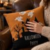 4PCS Halloween Pillow Covers Set Decorative Sofa Throw Pillowcases with Pumpkin and Haunted House Designs for Home Decor