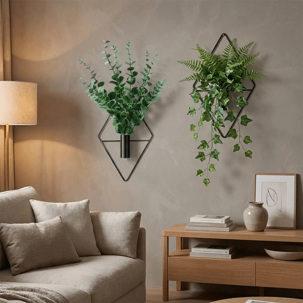 2PCS Decorative Wall Hanging Vase Iron Dried Flower Holder Modern Metal Wall Vase  Home Decor