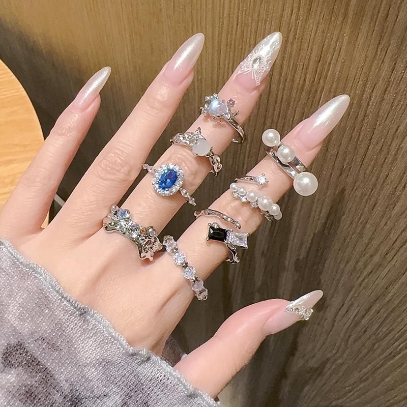 Niche High-End Open Ring Set Stacked Design Cold Wind Personalized Fashion Ring Women