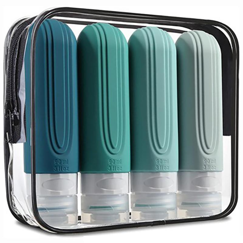 90ml/Set Silicone Travel Cosmetics Bottles Empty Squeeze Containers Leakproof Refillable Bottle For Shampoo Conditioner Lotion