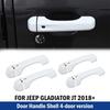 White Outer Door Handle Shell Bezel Cover Kit for Jeep Wrangler Gladiator JT 18+