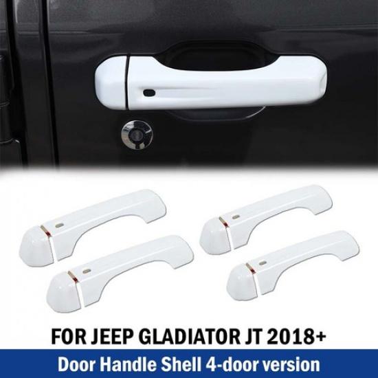 White Outer Door Handle Shell Bezel Cover Kit for Jeep Wrangler Gladiator JT 18+