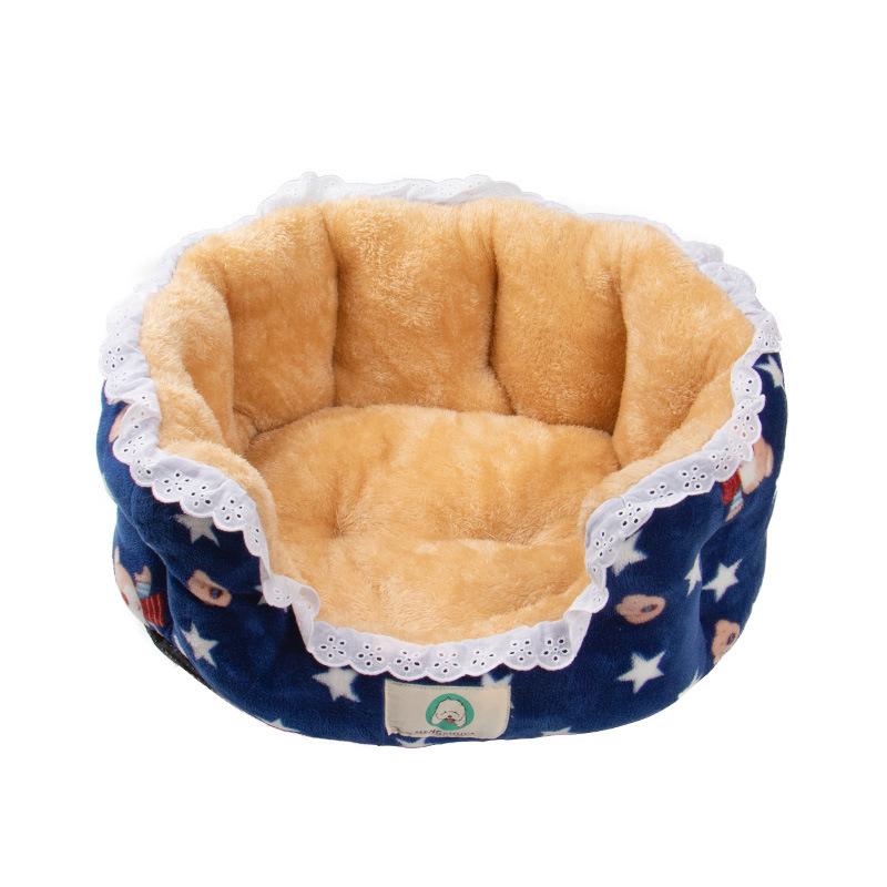 2023 Pet Supplies Four Seasons Round Cat Kennel Cartoon Kennel Warm Color Matching Pet Mat