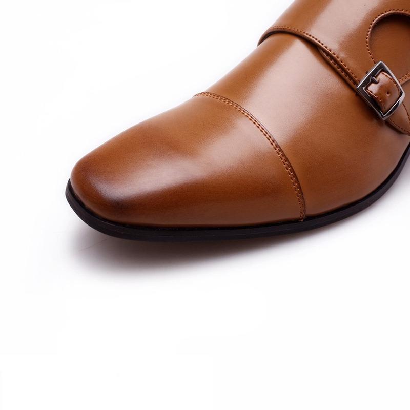 Fashion Leather Men Dress Shoes Loafers 2024 New Double Strap Buckles Designer Casual Leather Shoes for Men Business Formal Wedding Shoe