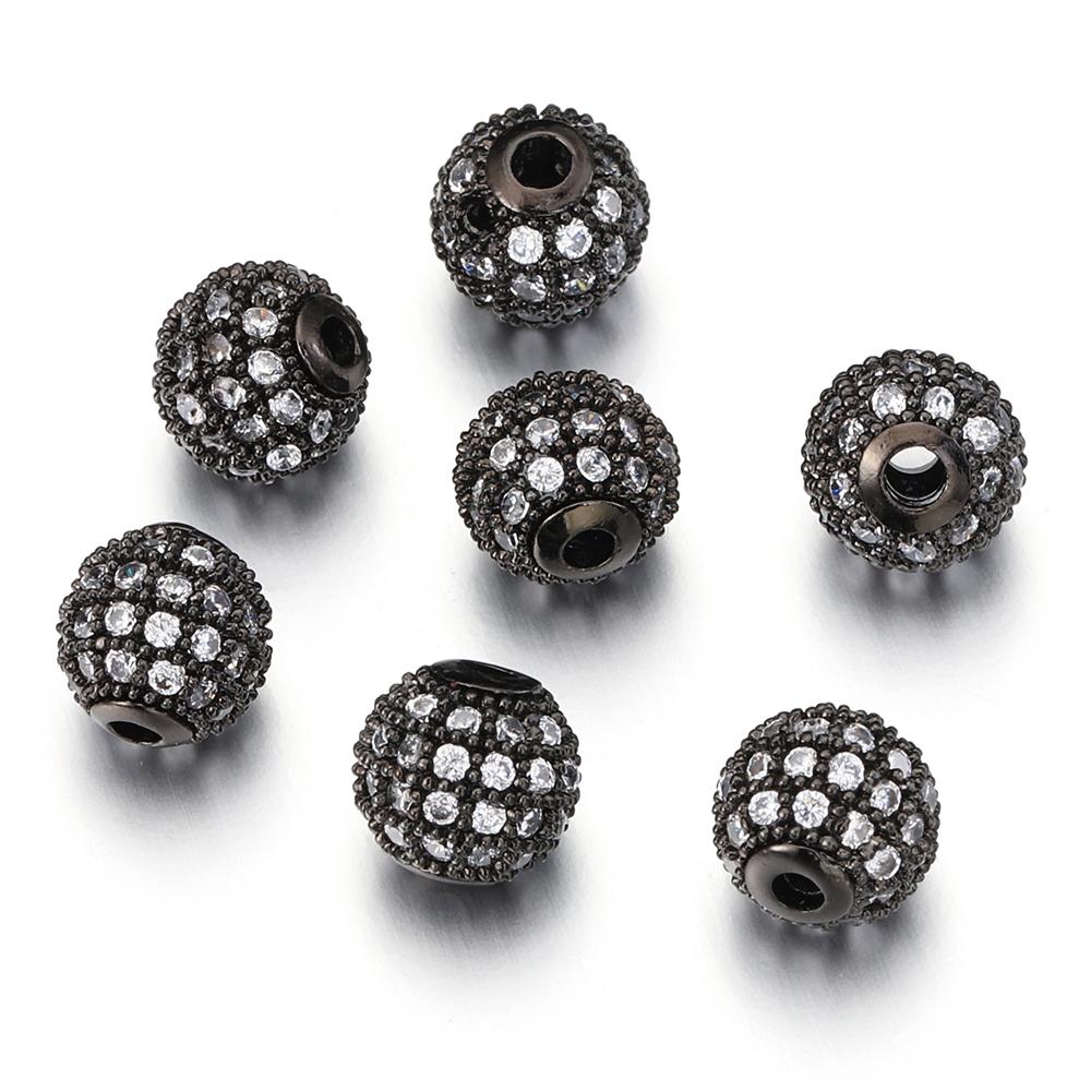 5pcs Brass Cubic Zirconia Round Spacer Loose Beads for Necklace Bracelet Jewelry Making DIY Accessories Wholesale High Quality