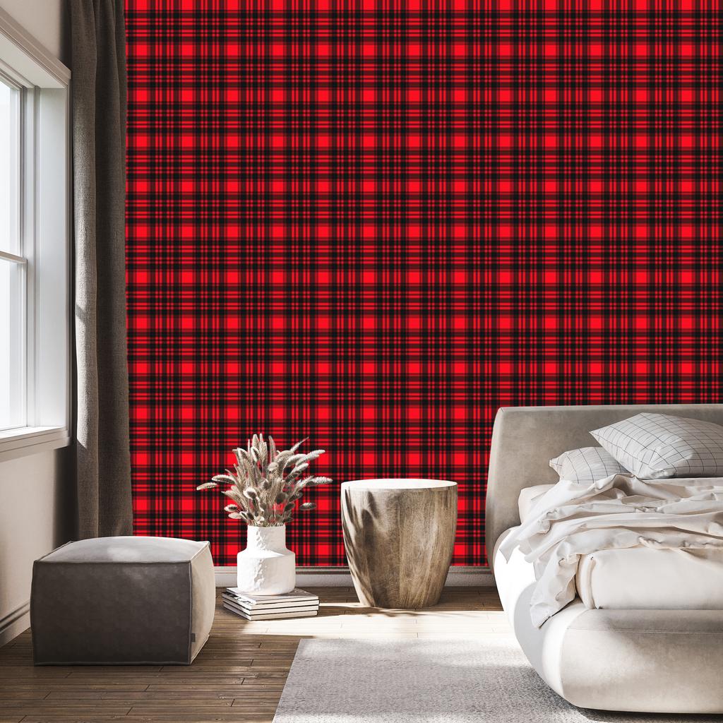 Red Burgundy Checkered Wallpaper for Living Room and Bedroom 50x1000