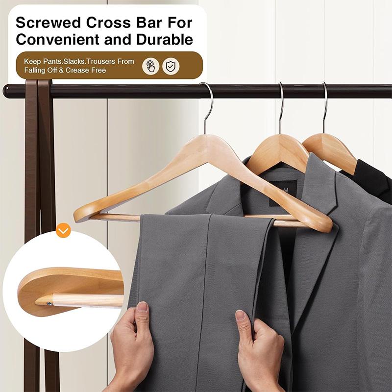 4pcs Multifunctional Coat Hangers,Solid Wood Wide Shoulders Suits Organizer Rack for Wardrobe,Wooden Retro Hangers for Clothes