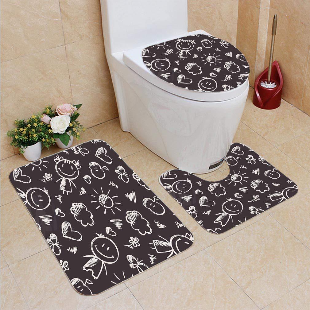 Buy Kids 3 Piece Bathroom Rugs Set Bath Rug Contour Mat and Toilet Lid ...