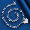 925 Sterling Silver Luxurious Shiny Heart Necklace Women Fashion Party Wedding Gift Jewelry