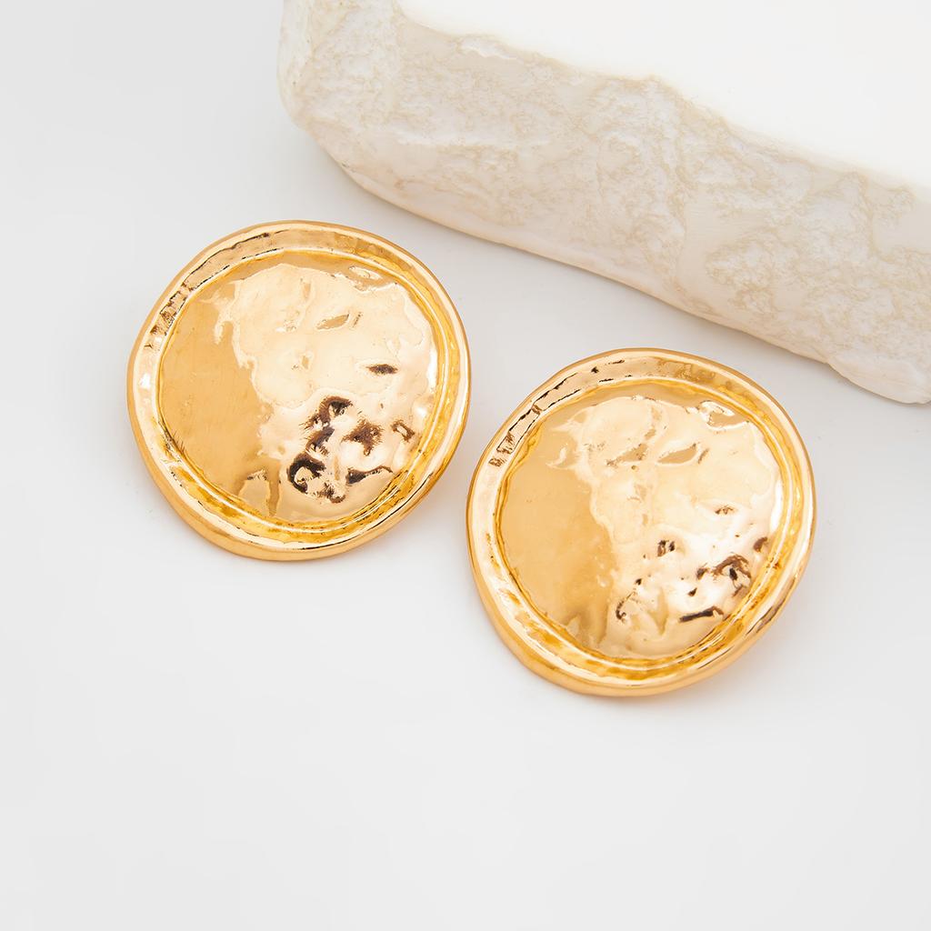 Ingemark Retro Simple Rotundity Texture Stud Earrings for Women 2026 New Trend Gold Color Metal Piercing Earrings Party Jewelry