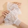 Pleated Elastic Sleeve Cuffs Double Layer Horn Cuffs Decoration Lace Sleeve  Women's Daily Wear