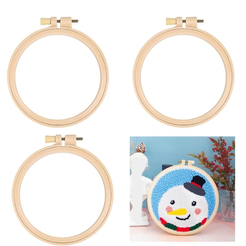 10Pcs Adjustable Embroidery Hoop Set Round Plastic Stitching Sewing Needlework Fabric Craft Project