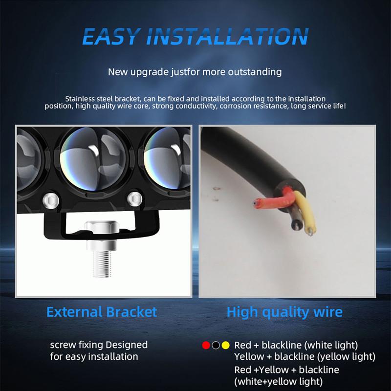 1/2 Pcs 8 Lens Auxiliary Motorcycle Spotlight Working Fog Lights Headlight Driving Spot Lamp - 32W/9-80V