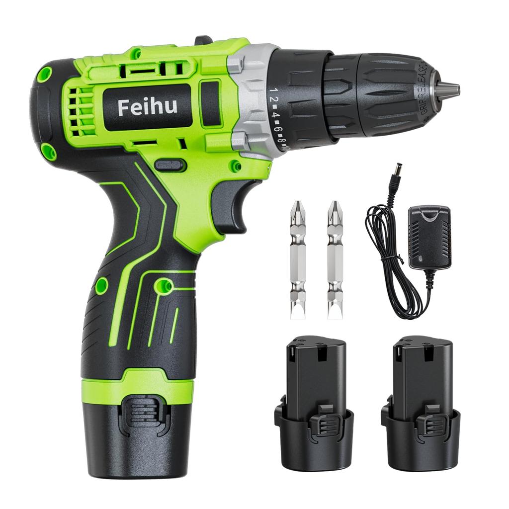 Rechargeable 12V Electric 25Nm High Cordless Impact Torque LED for and Home DIY Includes 2 Screwdrivers and Charger Screwdriver, Torque, Lightweight,
