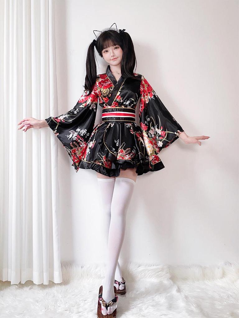 Dámské letní kimono v japonském stylu, cosplay kostým s tradičním potiskem