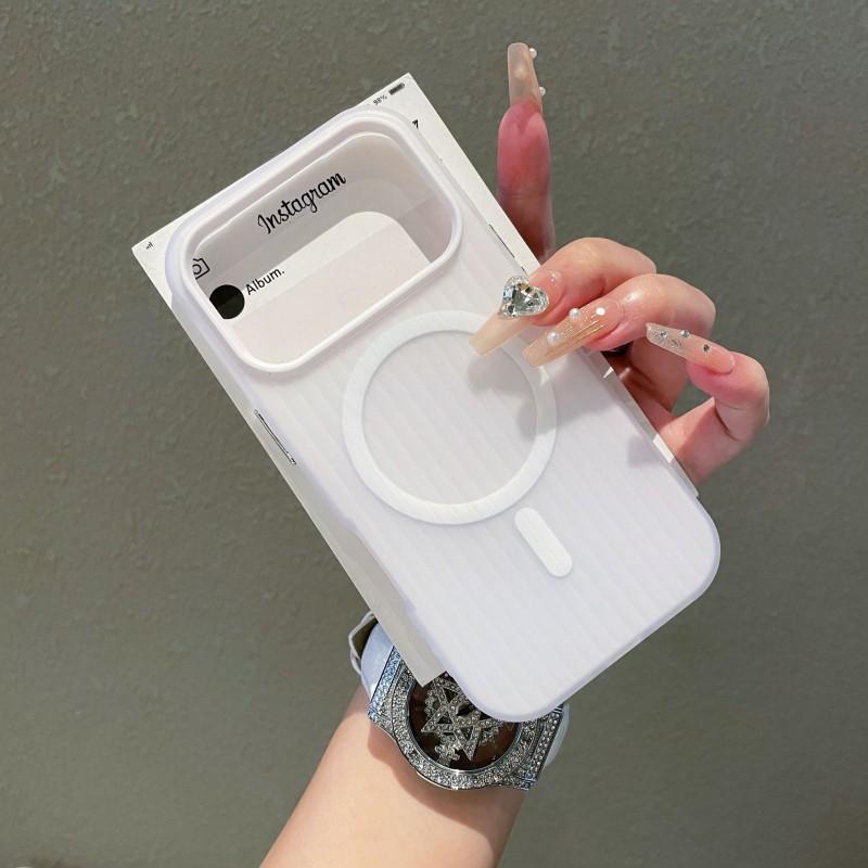 

2-in-1 Corrugated Magnetic Suction Suitable IPhone 17pm Phone Case Apple 16 ProMax Frosted 15pm Protective Cover iPhone 16 белый