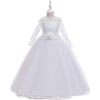 Flower Girl Princess Dress For Weddings Summer Kid Formal Bow Long Gown For School Evening Party Children New Year Cloth LP-227